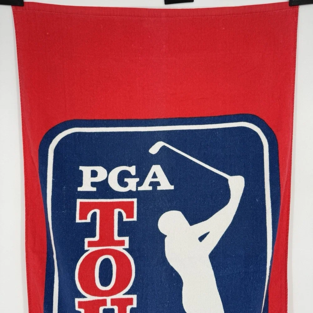 PGA Tour Golf Logo Bath Towel Red Blue White 100% Cotton‎ Made in China